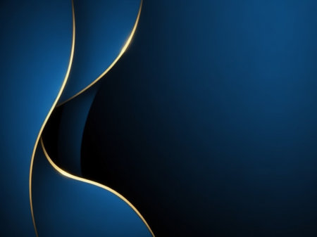 Blue abstract background with golden lines. Element for design. Template for designの素材