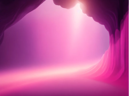 Purple tunnel with light in the end. 3D rendering.の素材