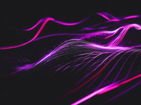 abstract violet lines on a black background, computer-generated imageの素材