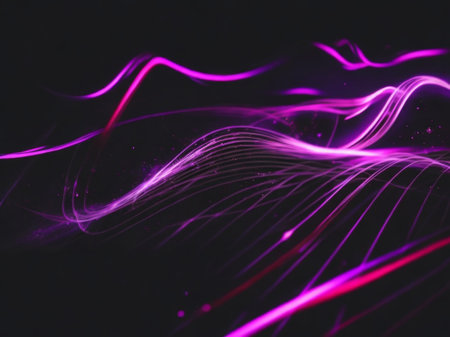 abstract background with glowing lines and bokeh - fractal designの素材