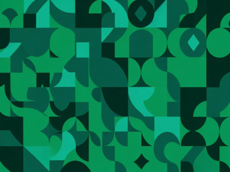 abstract green background with a pattern of geometric shapes of different sizesの素材