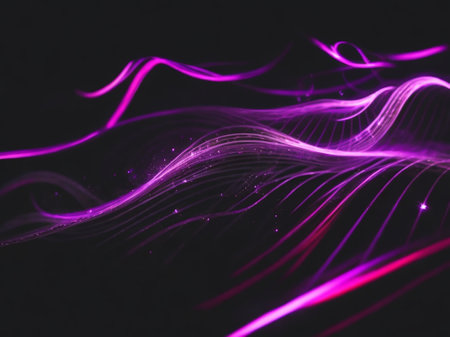 abstract background with glowing lines and bokeh - fractal designの素材