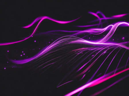 Abstract background with purple lines and bokeh effect. 3d renderingの素材