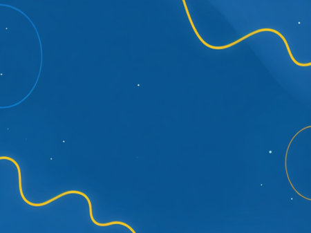 Abstract background with yellow lines on the blue surface of the water.の素材