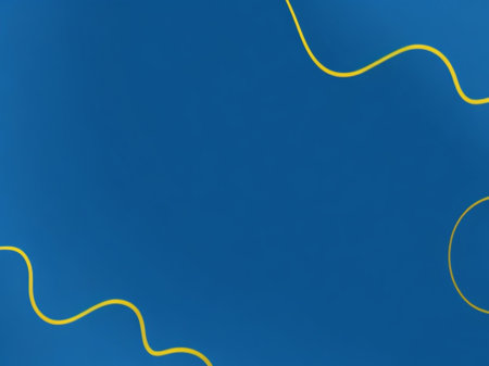 Yellow line on blue background. Yellow line on blue sky background.の素材