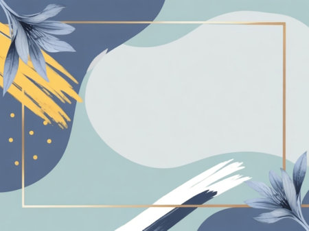 Creative abstract background with geometric shapes and floral elements. Flat lay.の素材