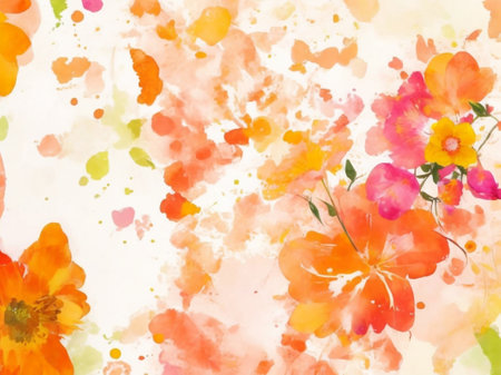 Watercolor floral background. Hand painted watercolor flowers on white background.の素材