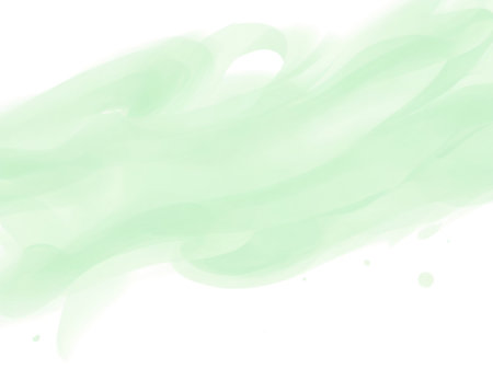 Green watercolor brush stroke on white background. Ink splash. Vector illustration.の素材