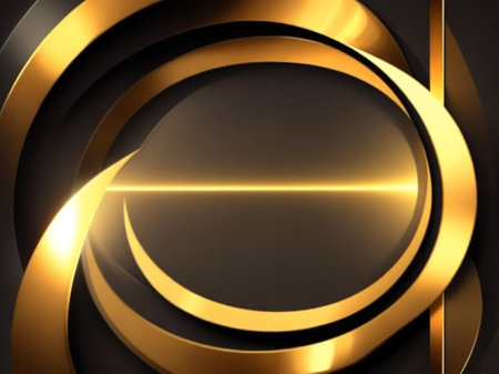 Abstract golden circle on black background. 3d render illustration for graphic designの素材
