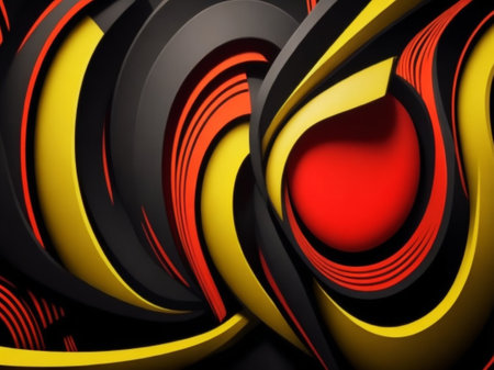 3d illustration of abstract geometric composition,digital art works. isolated on black background.の素材