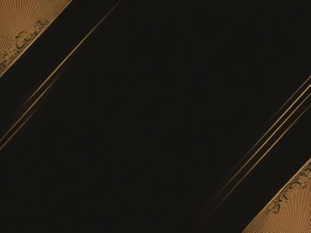 Luxury black background with golden border and space for your textの素材