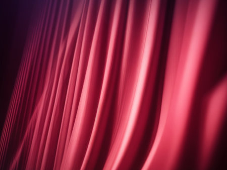 Red curtain background with some smooth lines in it (close-up shot)の素材
