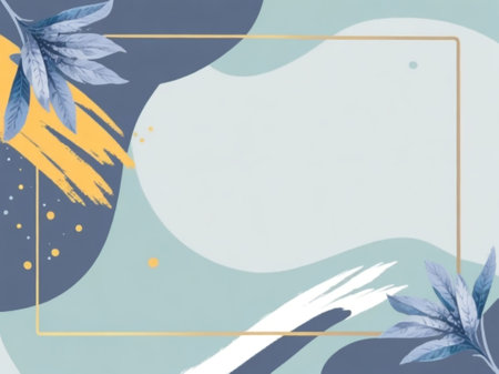 Abstract background with geometric shapes and floral elements. Flat lay, top viewの素材