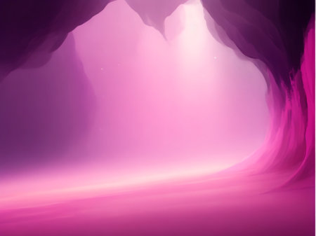 Purple cave with light at the end. 3D rendering.の素材