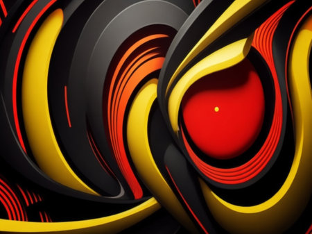 3d illustration of abstract geometric composition,digital art works. Colorful background.の素材