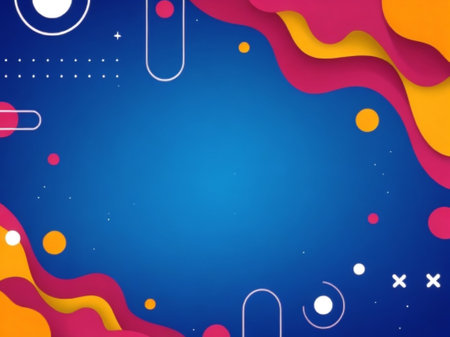 Abstract background with colorful paper cut shapes and space for text. Vector illustration.の素材