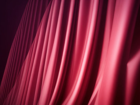 Red silk drapery background. 3d rendering, 3d illustration.の素材