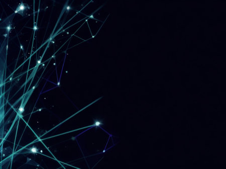 Abstract connection structure on dark blue background. Technology concept. 3D Renderingの素材