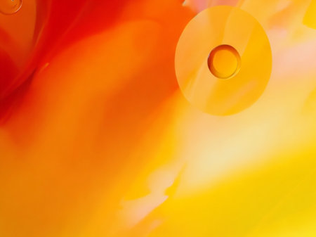 Orange and yellow abstract background with water droplets, macro shot.の素材
