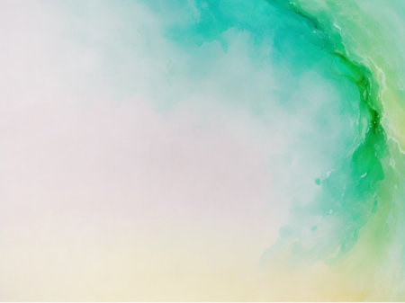 abstract watercolor background with green, blue and yellow splashesの素材