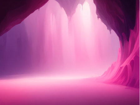 Purple cave with light in the end. 3d rendering.の素材