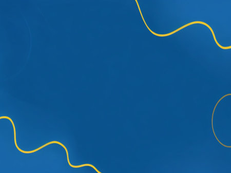 Yellow line on blue background with copy space. 3D rendering.の素材