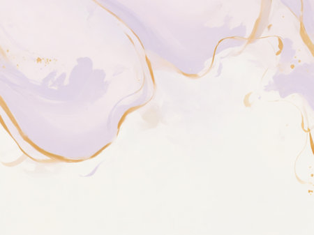 abstract watercolor background with golden paint splashes and stains on white paperの素材