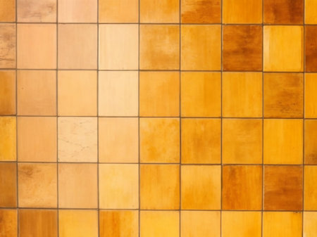 Orange ceramic tile wall background and texture for interior or exterior design.の素材