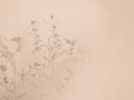 floral style textures on mulberry paper texture with space for text or imageの素材