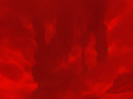 Red clouds in the sky. 3d rendering, 3d illustration.の素材
