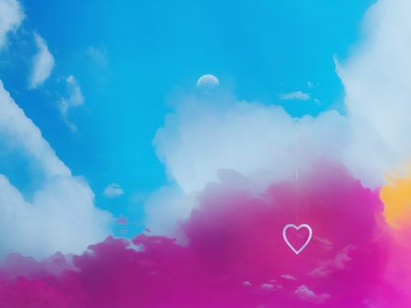 Heart in the sky with clouds, valentine's day backgroundの素材