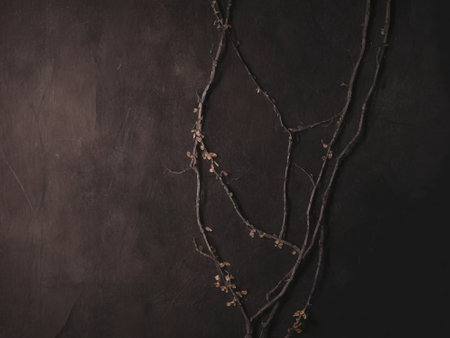 Vintage background with ivy branches on a grunge blackboardの素材