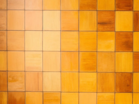 Orange tile wall texture or background. Yellow ceramic tile wall texture.の素材