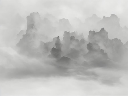 Clouds in the sky. Black and white clouds. 3D illustrationの素材
