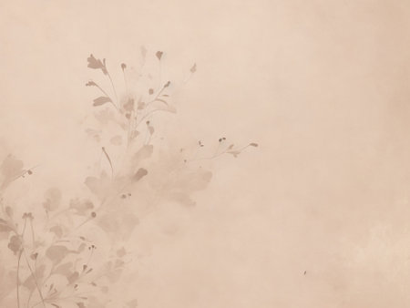sweet color flowers in soft color and blur style on mulberry paper textureの素材