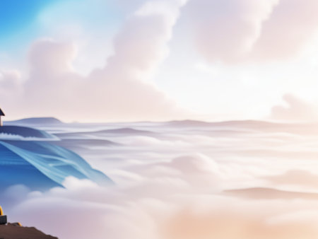 Abstract blurred background of sea and sky with clouds. 3d renderingの素材