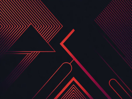 Abstract red and black background with arrows. 3d render illustration.の素材