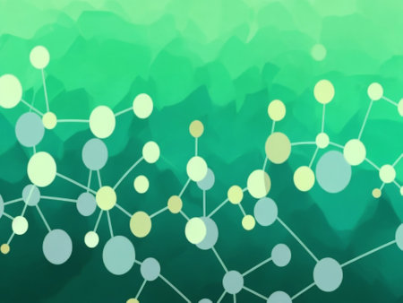 Molecule structure with connected lines and dots. Abstract background.の素材