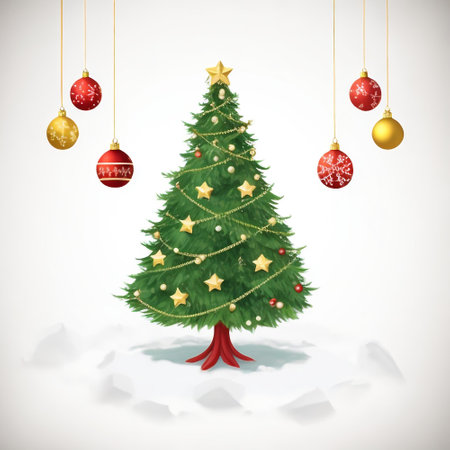 Christmas tree on a white background. Vector illustration. Eps 10.の素材