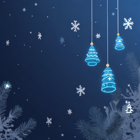 Christmas background with blue balls and snowflakes. Vector illustration.の素材