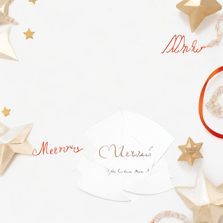 Merry Christmas and Happy New Year greeting card mockup on white backgroundの素材