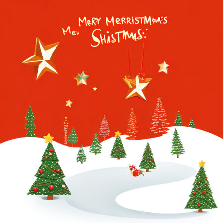 Merry Christmas and Happy New Year greeting card. Vector illustration.の素材