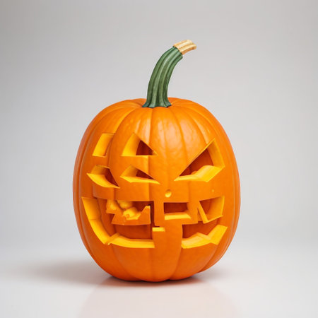 Halloween pumpkin on a white background with a place for your textの素材
