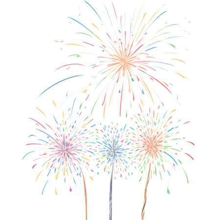 Colorful fireworks on a white background. Vector illustration for your designの素材