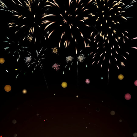 Beautiful fireworks background for Happy New Year and Merry Christmas celebration.の素材
