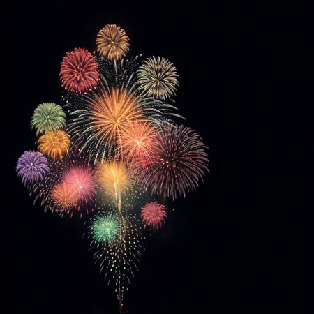 Happy new year fireworks confetti background images collections cute wallpapers ai generatedの素材