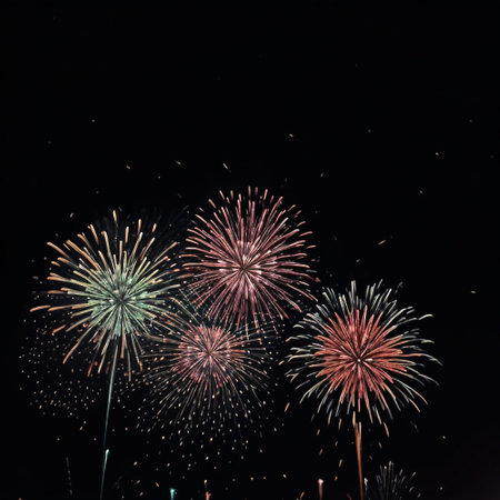 Happy new year fireworks confetti background images collections cute wallpapers ai generatedの素材