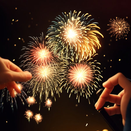 Happy new year fireworks confetti background images collections cute wallpapers ai generatedの素材