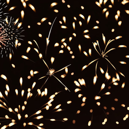 fireworks in the night sky, close-up, holiday backgroundの素材