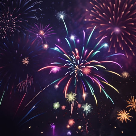 Happy new year fireworks confetti background images collections cute wallpapers ai generatedの素材